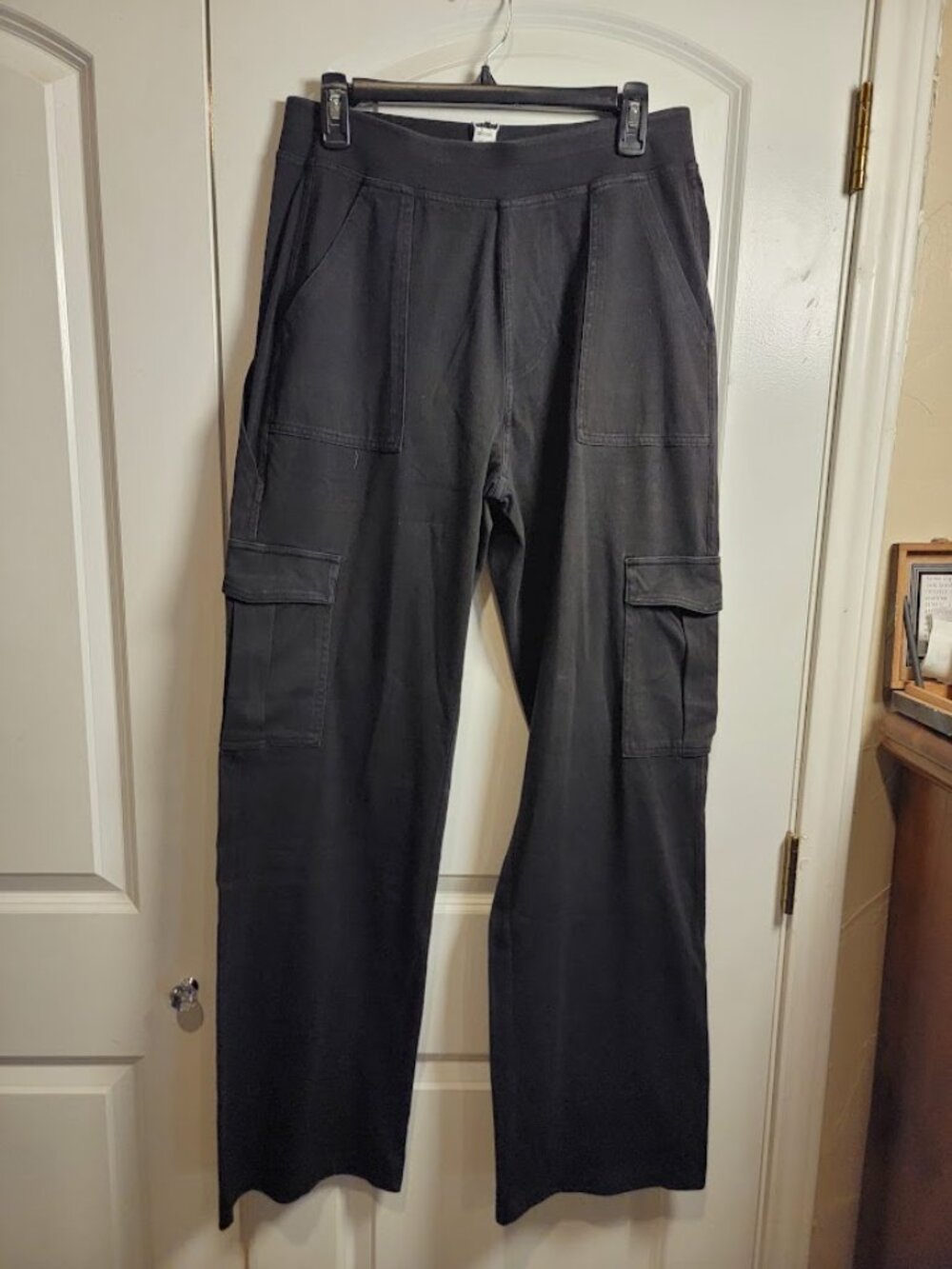 Halara Women’s Black Cargo Pants Size Large Tall Stretch Wide Leg NWT